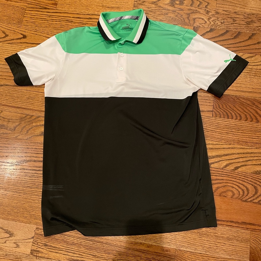 Puma Men's Golf Polo Green Black White Large